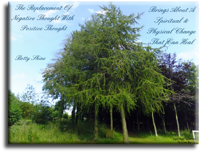 Betty Shine quote - The replacement of negative thought with positive thought brings about a spiritual and physical change that can heal. - Spiritual Quotes To Live By